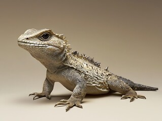 Obraz premium Bearded dragon sitting gracefully in studio setting close-up serene environment