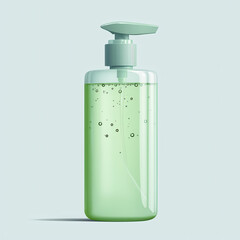 bottle of hand sanitizer with pump dispenser, featuring crisp green color
