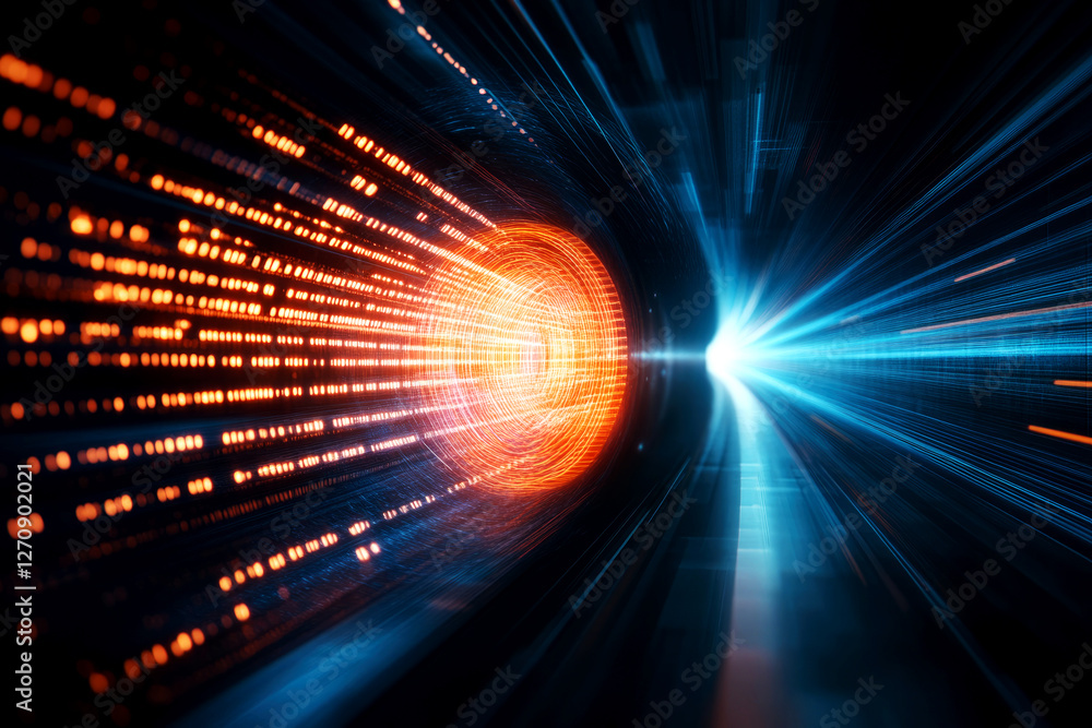 Poster dynamic fiber optic cable transmission in a high-speed data environment abstract viewpoint of light 