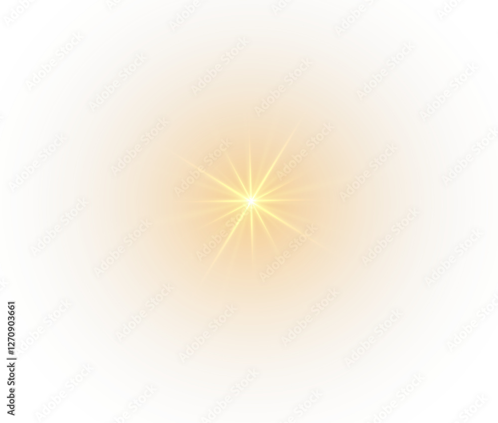 Wall mural warm sunburst – gentle sunbeams spreading across the sky, illuminating the space with a soft golden 