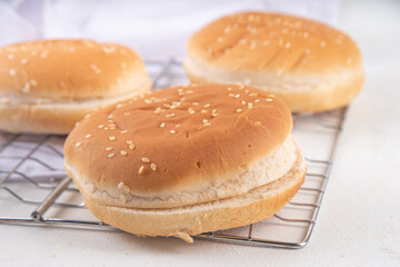 Traditional American sesame buns