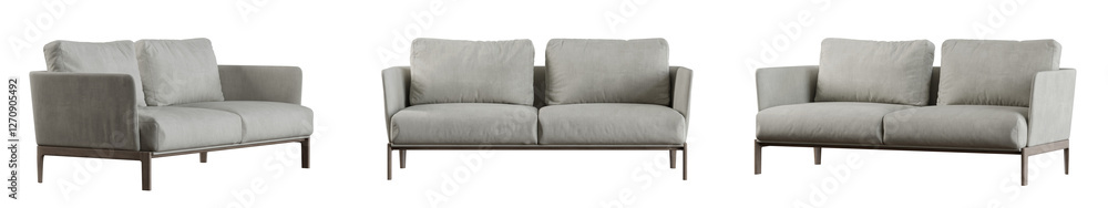 Poster Sofa set isolated on transparent background. 3D render. 3D illustration.