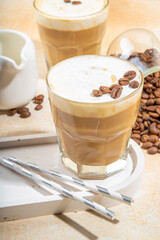 Foamy frappe coffee drink