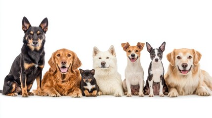 Obraz premium Diverse Group of Adorable Dogs in a Line Showcasing Companionship and Support for Animal Welfare Initiatives