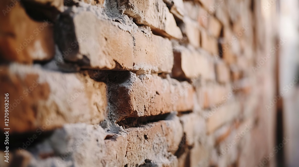 Fototapete Closeup view of a textured brick wall highlighting the unique rustic details of the surface : Generative AI