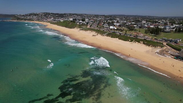 Bar Beach In Merewether, New South Wales, Australia - Aerial Shot
