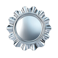 Isolated Round Silver Badge with Ruffled Edge