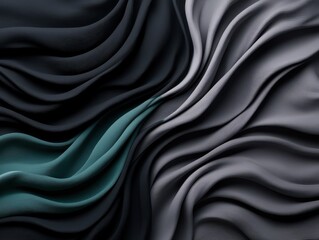 Fototapeta premium Abstract Black and Green Textured Fabric Flowing in Elegant Wave Patterns