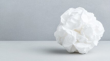Crumpled Paper Ball on Gray Background