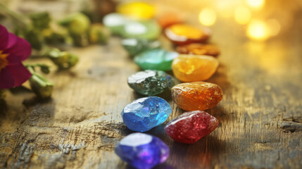 Colorful chakra alignment displayed during a reiki session for energy healing and balance