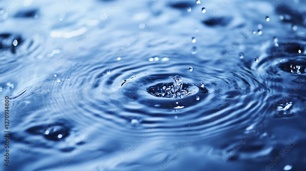 Aufkleber rippling water surface with raindrops creating beautiful patterns in a serene environment : generati