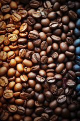 Naklejka premium Aromatic Roasted Coffee Beans Textured Background