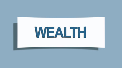Wealth. A card isolated on blue background.