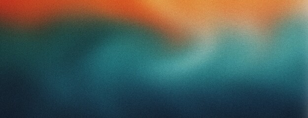 Retro teal and orange gradient with soft blur and grainy texture background poster banner wallpaper design