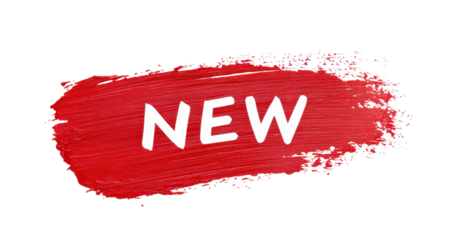 Isolated Red Paint Stroke Banner with 'NEW' Text