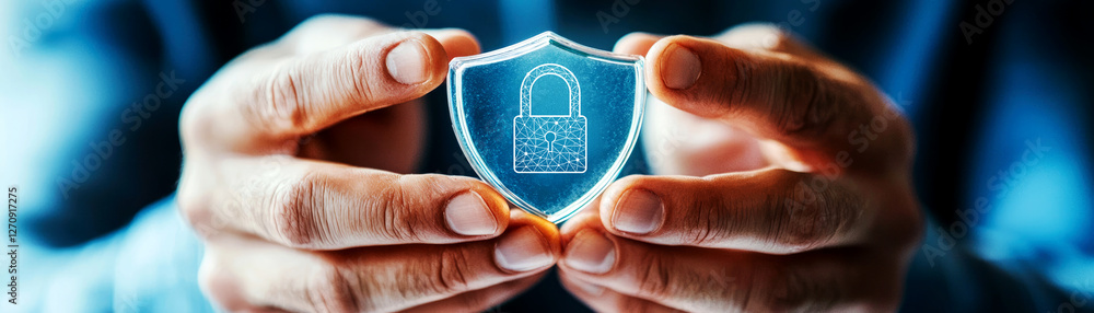 Poster cyber security event protecting digital assets in a modern workspace innovative solutions profession
