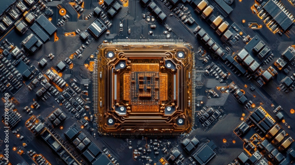 Poster a next-gen circuit board manufacturing facility using ai-enhanced defect detection.
