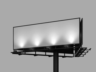 Obraz premium White Blank Billboard Mockup 3D Rendering with Lights at Night Scene.