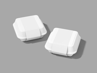 White Blank Two Recycle Food Box Packaging Mockup 3D Rendering