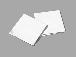 White Blank Two Square Tissue Paper Napkin Mockup 3D Rendering