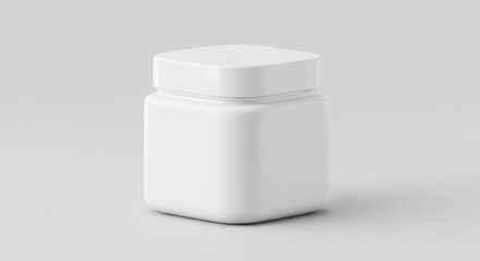 White square plastic jar with screw cap, Packaging on white background (Mock-Up) 