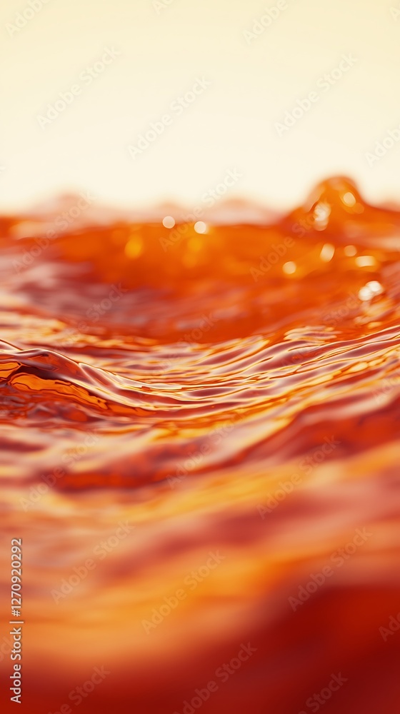 Poster a close-up view of shimmering amber liquid, showcasing soft waves and a warm color palette, evoking 