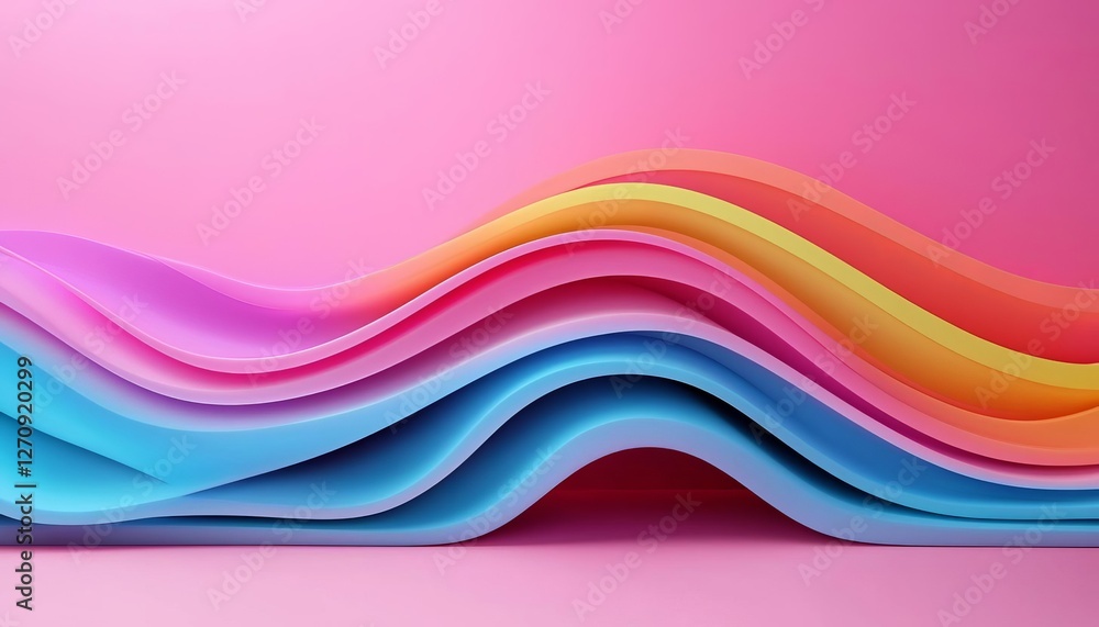 Poster vibrant curved sheets of colored paper create a modern and abstract design.
