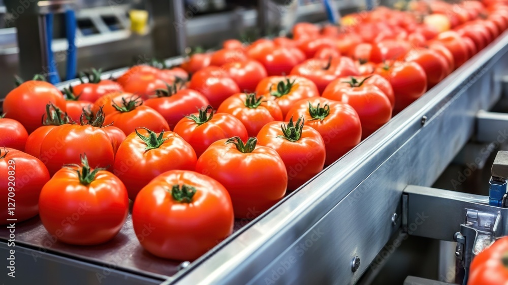 Poster a smart food processing line using infrared scanners to detect tomato quality and sort accordingly.