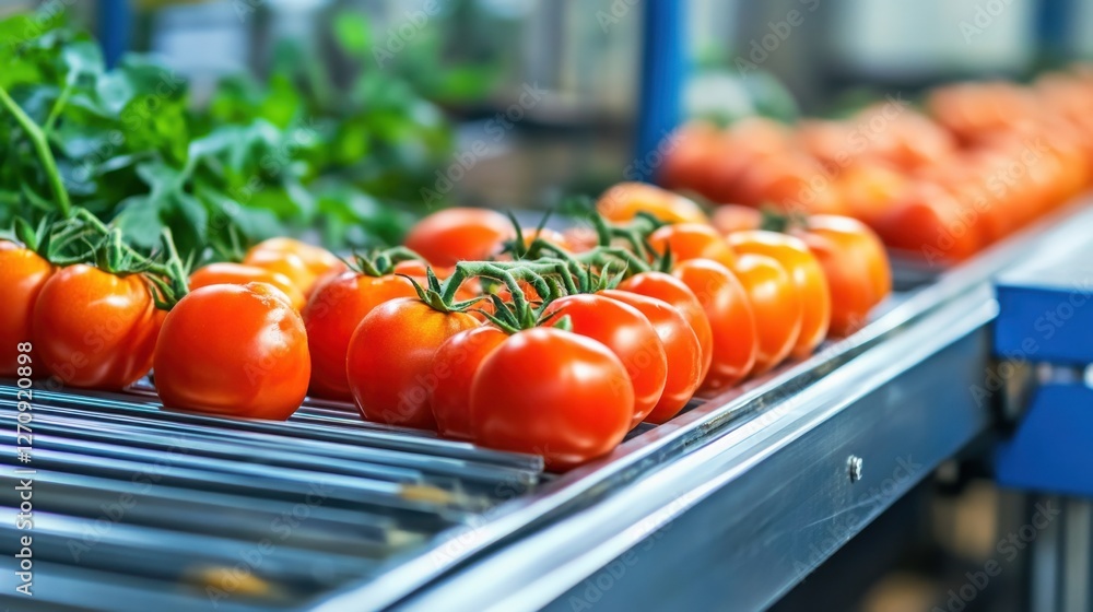 Poster a smart food processing line using infrared scanners to detect tomato quality and sort accordingly.