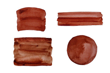 Watercolor abstract of brown backgrounds. Hand painting on paper, white background. For  your design