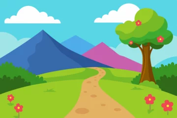 Gardinen landscape with trees and hills © Kechali