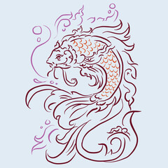 fantasy fish tattoo design vector for card decoration illustration