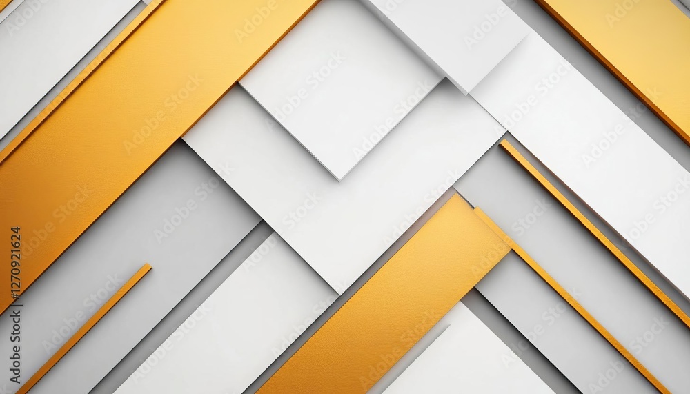 Poster abstract geometric pattern with golden and white layers overlapping beautifully.