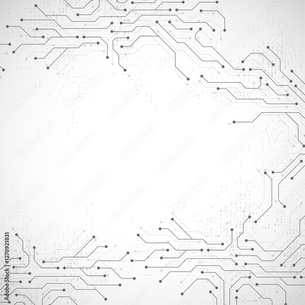 Poster circuit board digital abstract background. motherboard technology texture design. ai semiconductor a