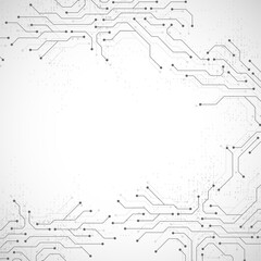 Circuit board digital abstract background. Motherboard technology texture design. AI semiconductor and computer processor on tech bg. Vector illustration