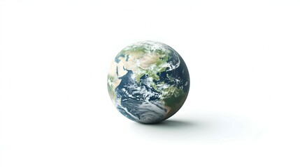Naklejka premium 3D Model of Earth on White Background