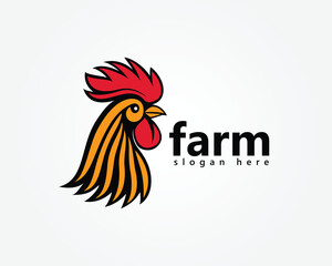 creative animal logo, rooster head logo design template