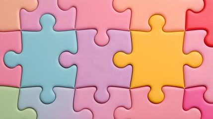 Obraz premium Colorful interlocking puzzle pieces on a soft background