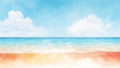 Obraz premium A serene beach landscape with gentle waves and soft clouds reflecting the sun.