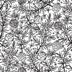 Pine branches vector seamless pattern