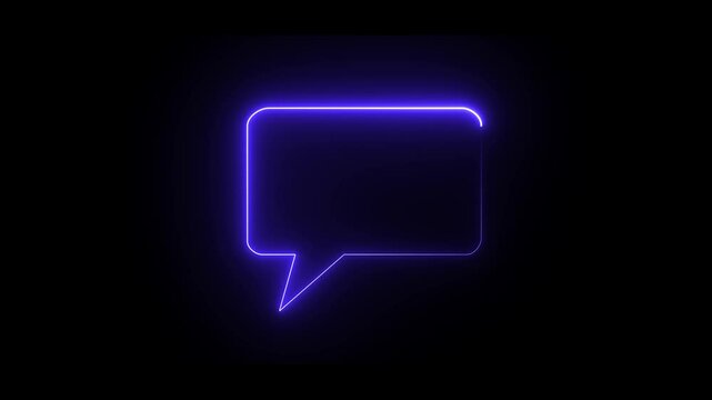 Neon speech bubbles in bright neon lights animation. Glowing neon chat icons and message box animations.
