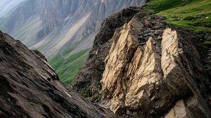 Obraz premium Majestic rocky cliffs showcasing the beauty of nature and rugged landscapes : Generative AI