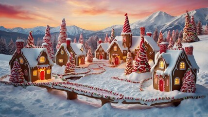 Whimsical Gingerbread Village: A Magical Candyland in a Snowy Wonderland