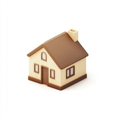 Small playful house model in a neutral color scheme on a bright background