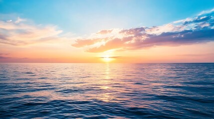 Obraz premium Breathtaking sunset over a calm ocean with warm glowing colors reflecting on the water : Generative AI