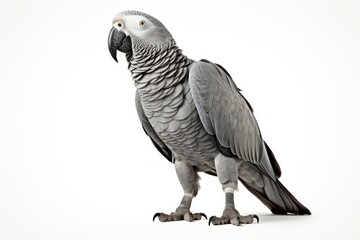 Naklejka premium Afican grey parrot animal bird white background.