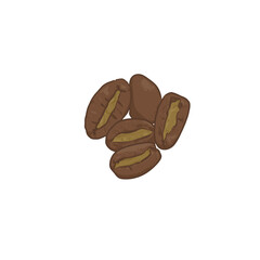 Arabica coffee bean granules ready to be ground. Hand drawn illustration with transparent background