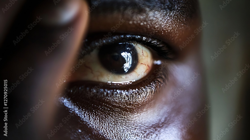 Poster close up of a human eye showing emotion and depth of human experience : generative ai
