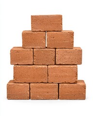 Obraz premium Isolated Stack of Brown Building Bricks on White Background for Construction or Design Use