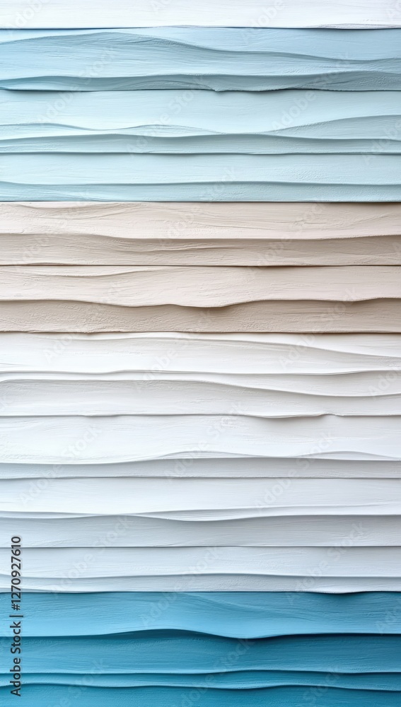 Poster textured layers of paper in various shades of blue, beige, and white create a visually appealing com